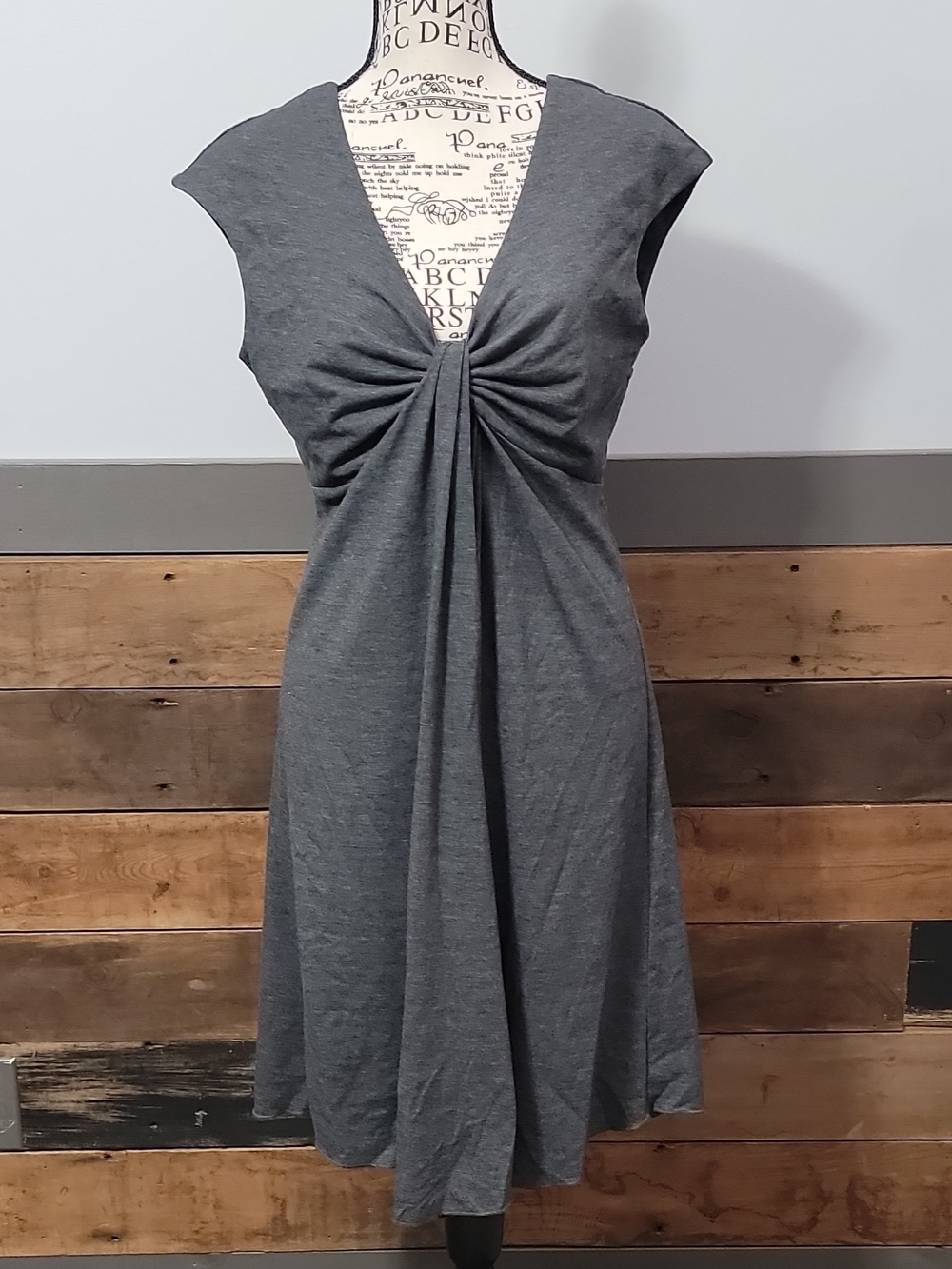 Express Heather Gray Twist-Front Midi Dress